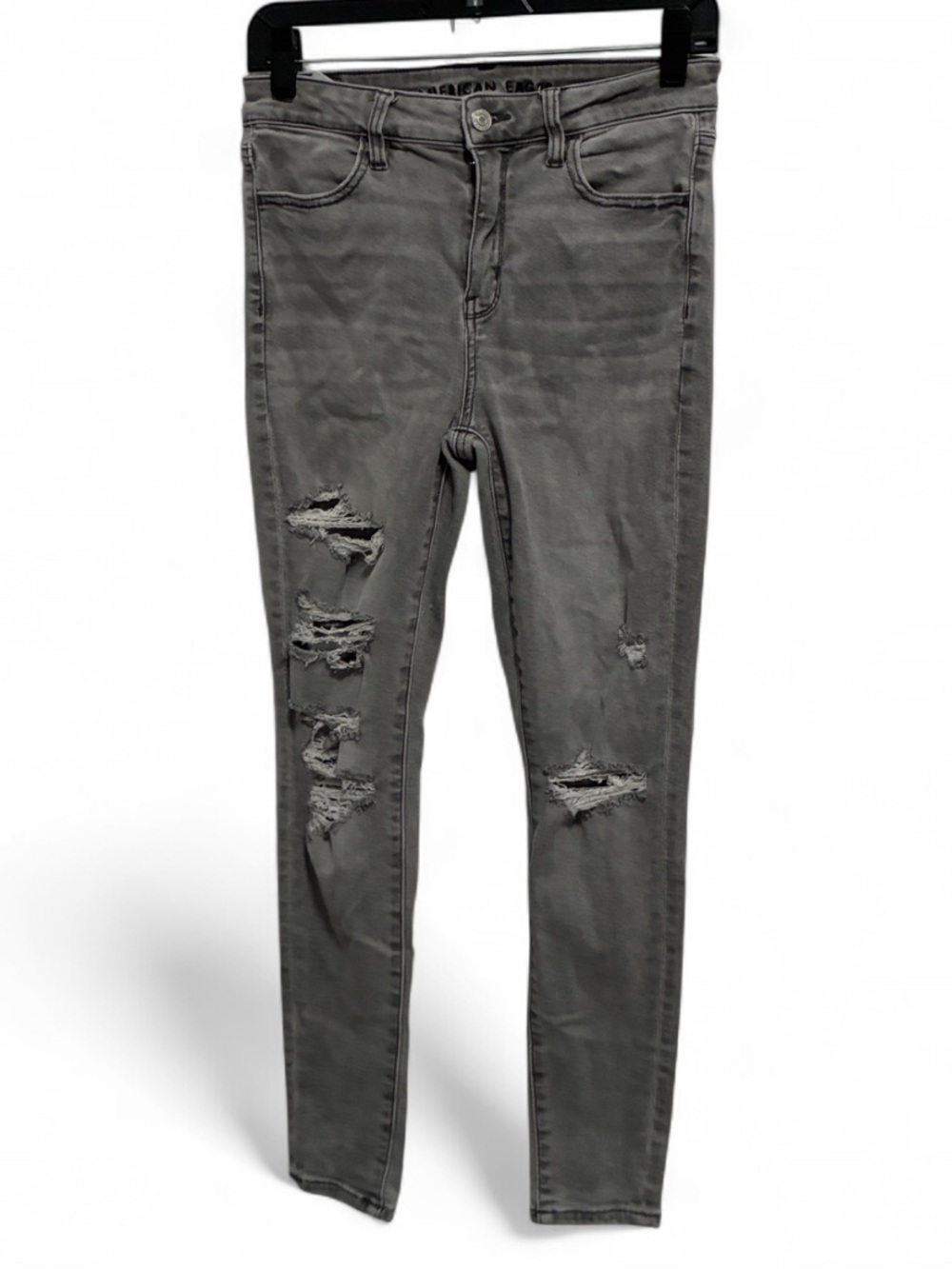 American Eagle Outfitters High Rise Jeggings Gray Ripped Skinny Jeans